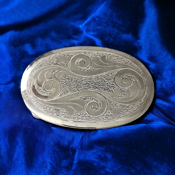 Frye Belt Buckle Etched German Silver Western Vintage Southwestern Cowgirl - Picture 14 of 14